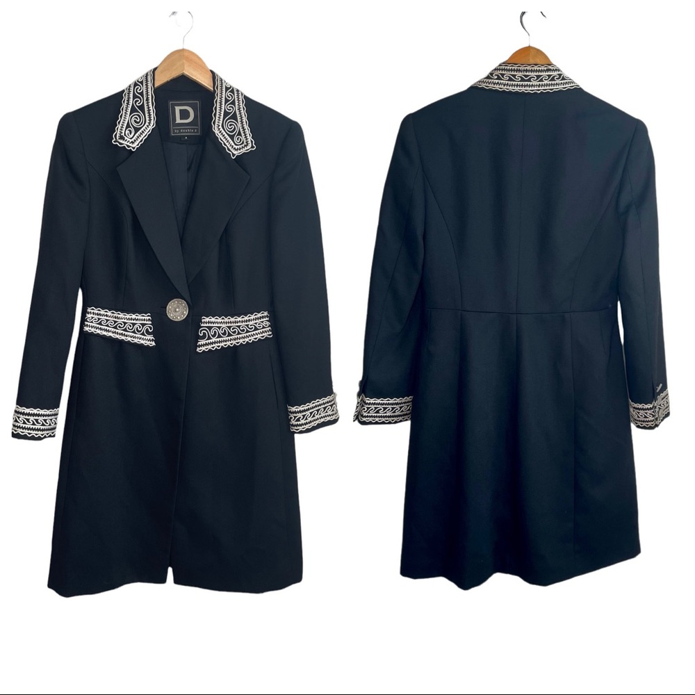 Double D Ranch Black Coat with White Embroidered Trim